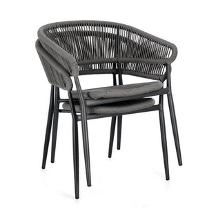 Set 4 Sedie con Braccioli Alluminio Antracite da Esterno - NAVORA