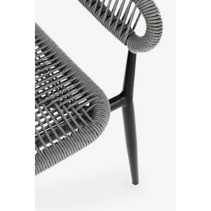 Set 4 Sedie con Braccioli Alluminio Antracite da Esterno - NAVORA