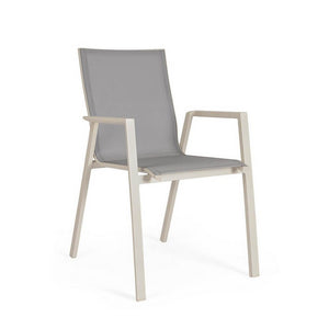 Set 4 Sedie con Braccioli Alluminio Beige Moderna da Esterno - MEIRA