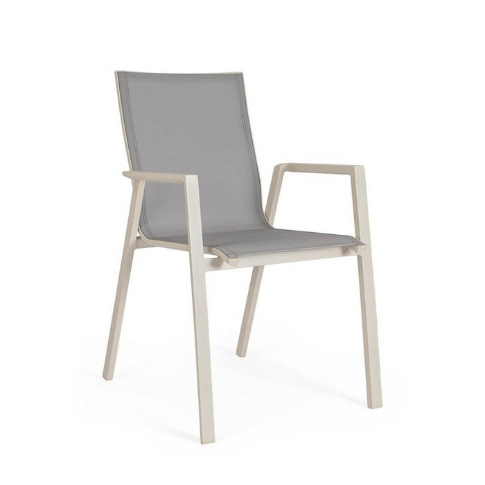 Set 4 Sedie con Braccioli Alluminio Beige Moderna da Esterno - MEIRA