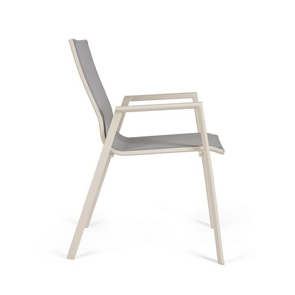 Set 4 Sedie con Braccioli Alluminio Beige Moderna da Esterno - MEIRA