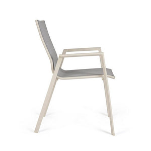 Set 4 Sedie con Braccioli Alluminio Beige Moderna da Esterno - MEIRA