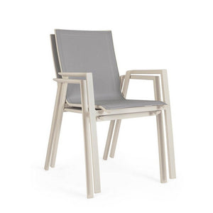 Set 4 Sedie con Braccioli Alluminio Beige Moderna da Esterno - MEIRA