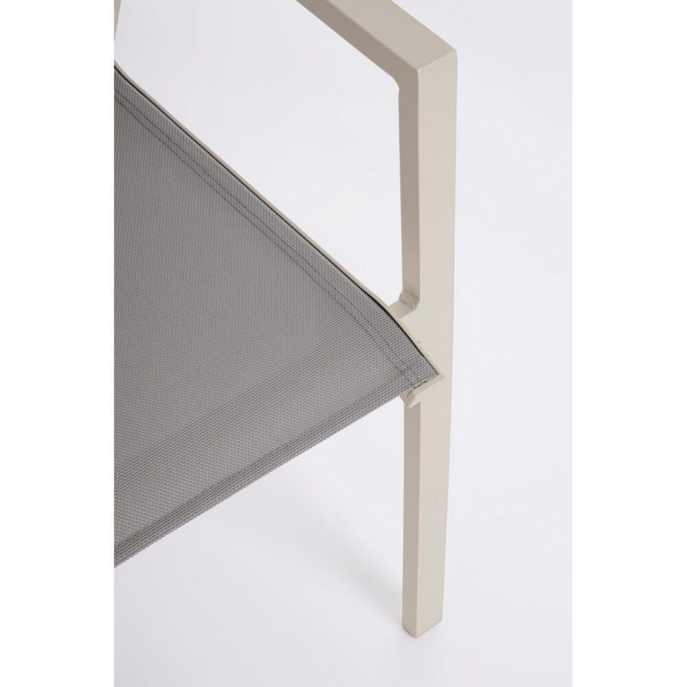 Set 4 Sedie con Braccioli Alluminio Beige Moderna da Esterno - MEIRA