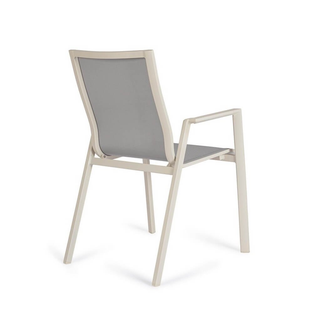 Set 4 Sedie con Braccioli Alluminio Beige Moderna da Esterno - MEIRA