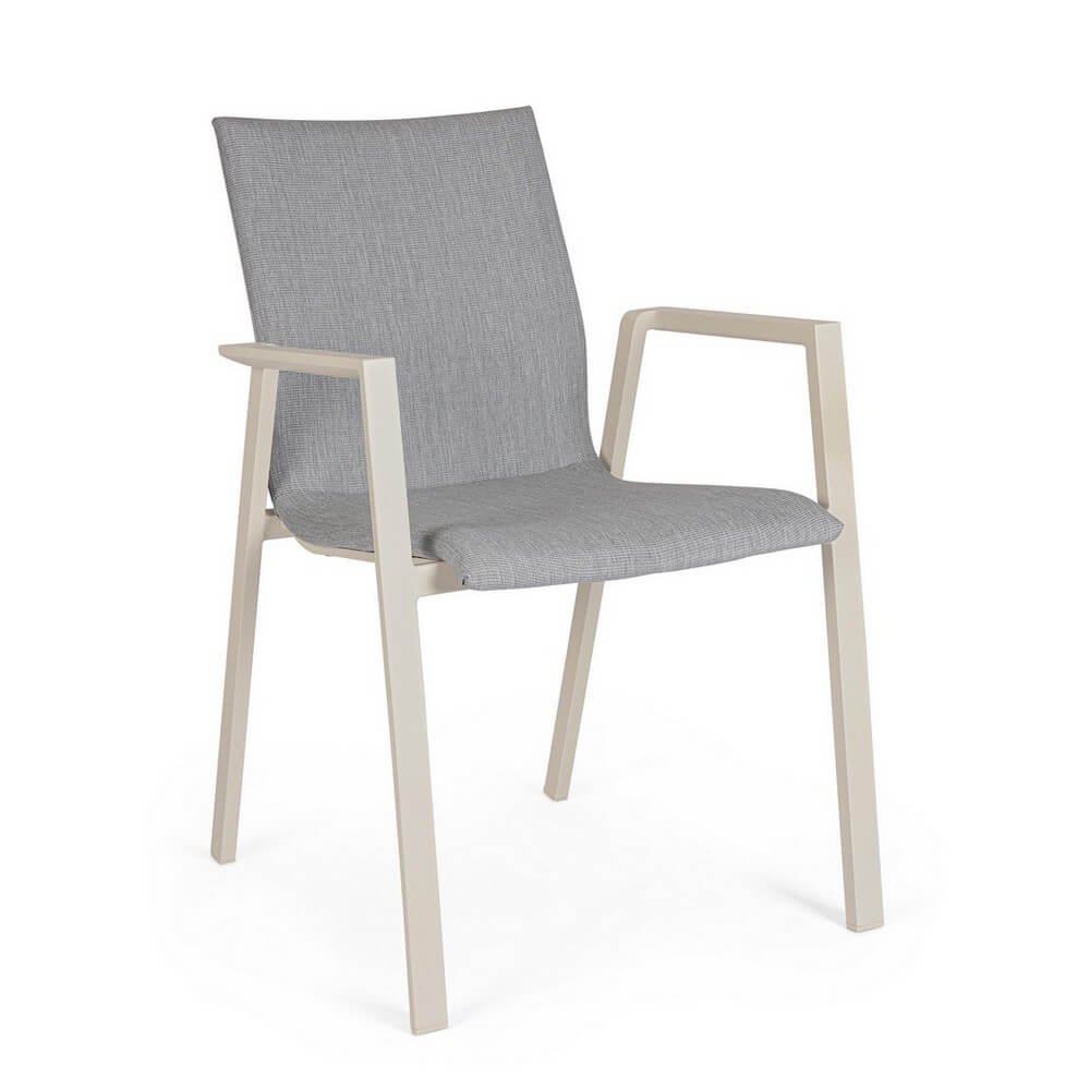Set 4 Sedie con Braccioli Alluminio Beige Moderne da Esterno - MEIRA