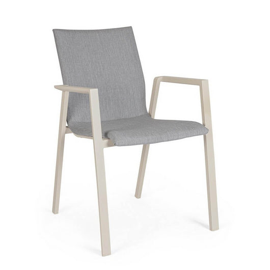 Set 4 Sedie con Braccioli Alluminio Beige Moderne da Esterno - MEIRA