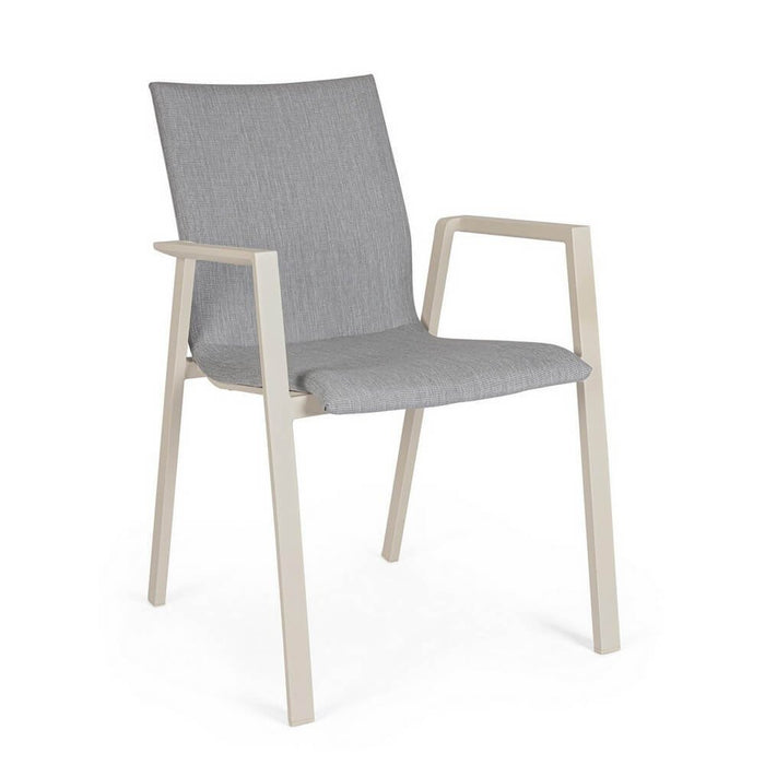 Set 4 Sedie con Braccioli Alluminio Beige Moderne da Esterno - MEIRA