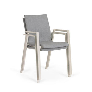 Set 4 Sedie con Braccioli Alluminio Beige Moderne da Esterno - MEIRA