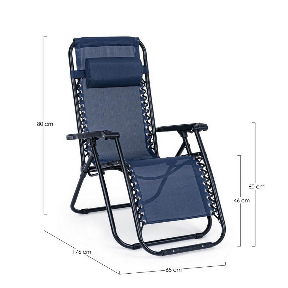 Set 2 Sedie a Sdraio Acciaio Blu da Esterno - AMARIEL