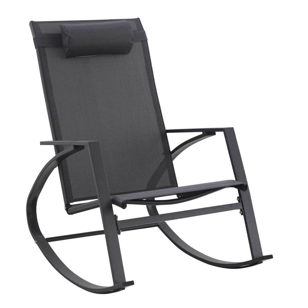 Poltrona dondolo con poggiapiedi in alluminio - THALINA Colore: Antracite