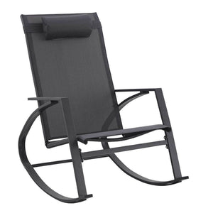 Poltrona dondolo con poggiapiedi in alluminio - THALINA Colore: Antracite