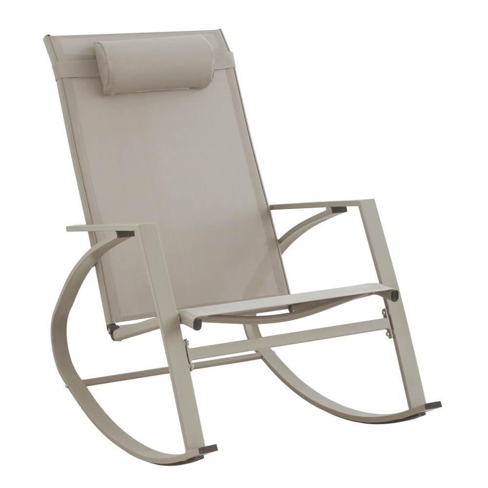 Poltrona dondolo con poggiapiedi in alluminio - THALINA Colore: Tortora