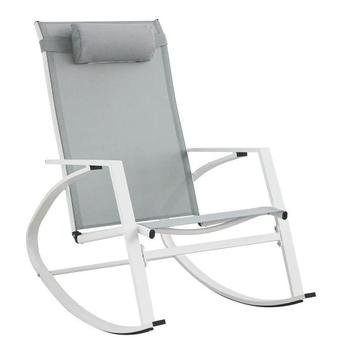 Poltrona dondolo con poggiapiedi in alluminio - THALINA Colore: Bianco