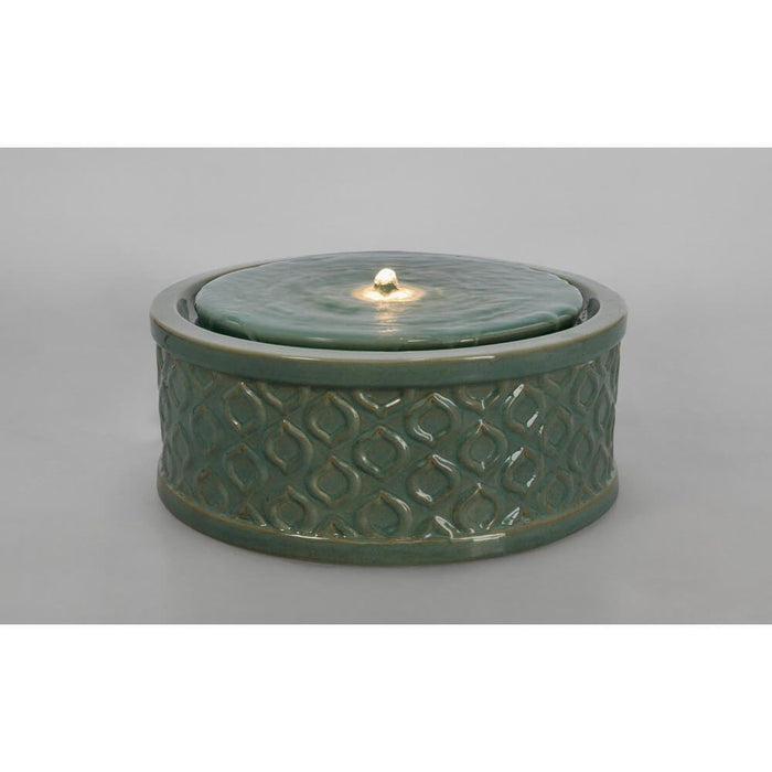 Fontana da giardino verde D33,5x13,5H con LED - ELARIS