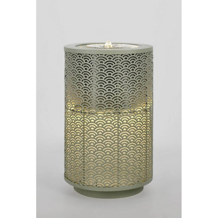 Fontana da giardino cilindrica colore verde D30X51,5H con LED - TUNDRA