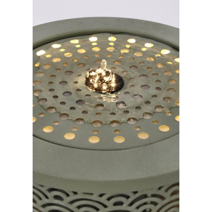 Fontana da giardino cilindrica colore verde D30X51,5H con LED - TUNDRA