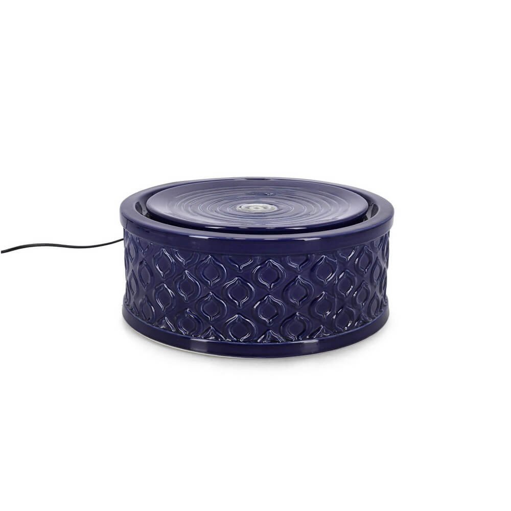 Fontana da giardino blu D33,5x13,5H con LED - ELARIS