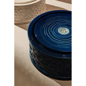 Fontana da giardino blu D33,5x13,5H con LED - ELARIS