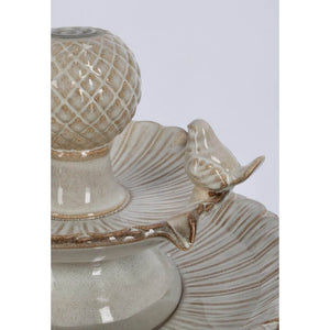 Fontana da giardino beige con uccellini H68 con LED - LUNARA