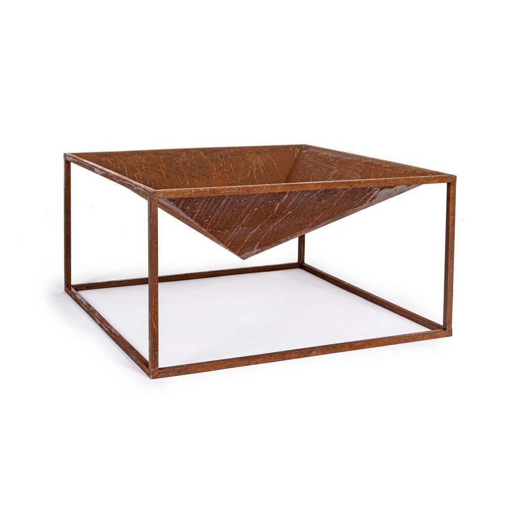 Braciere quadrato ruggine di design 60x60 cm - OSIRA