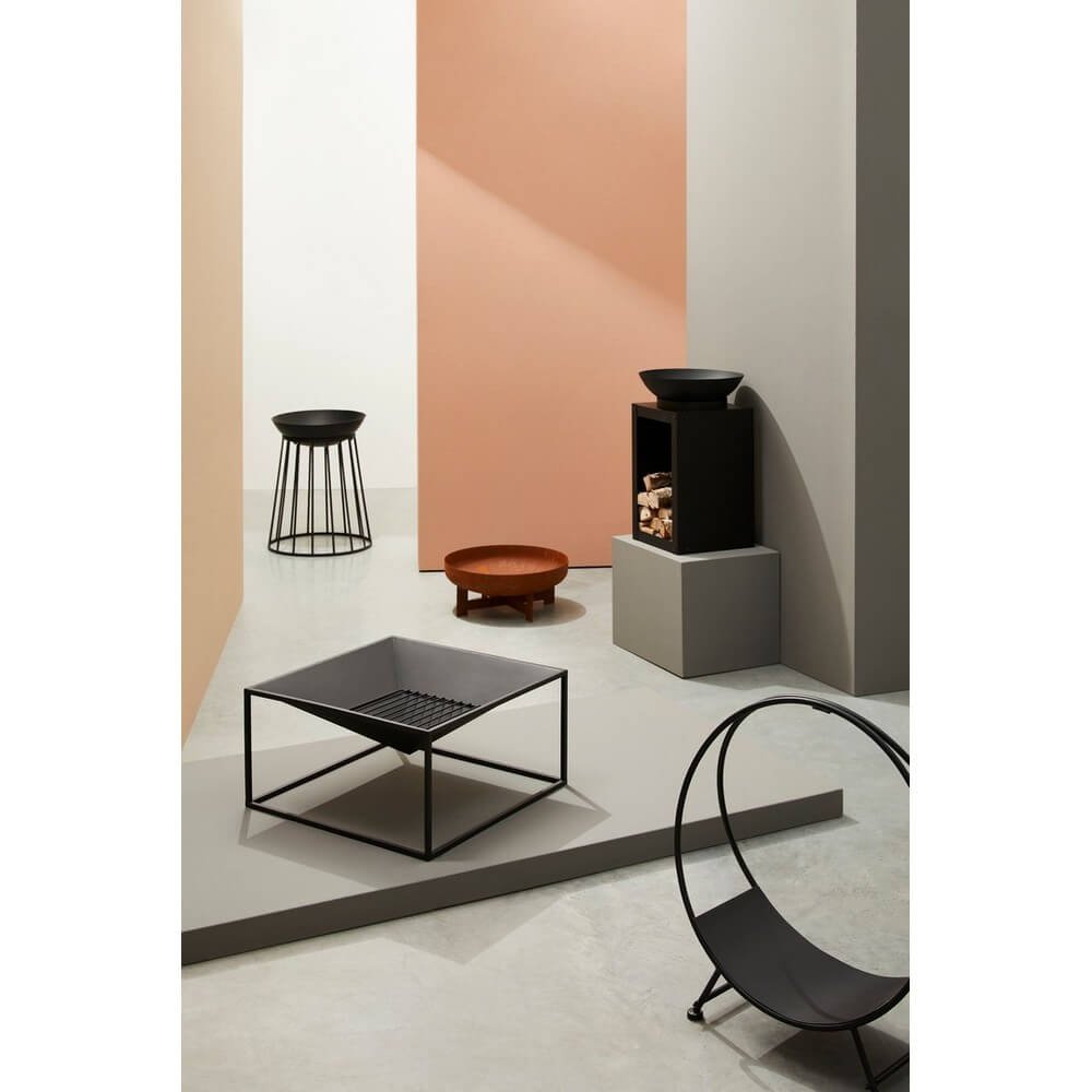 Braciere porta legna nero 70x38H - ARVEN