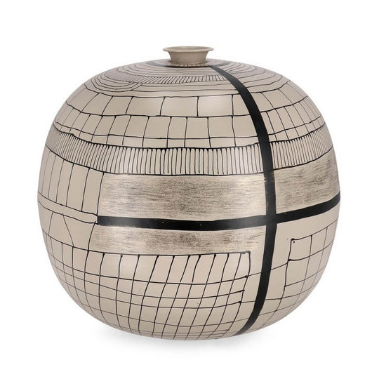 Bottiglia Decorativa Tonda Nero Moderna da Interno 39 cm - SORAYA Colore: Beige