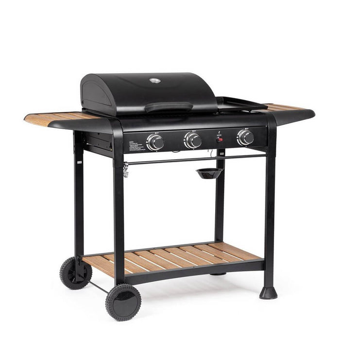 Barbecue a Gas 3 Bruciatori Acciaio Nero da Esterno - NOELIA