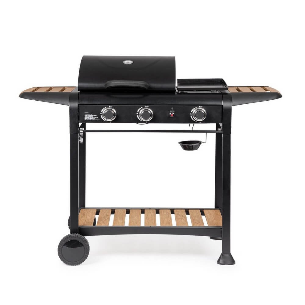Barbecue a Gas 3 Bruciatori Acciaio Nero da Esterno - NOELIA