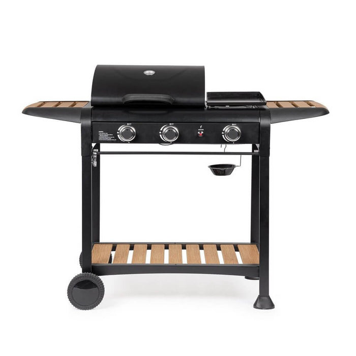 Barbecue a Gas 3 Bruciatori Acciaio Nero da Esterno - NOELIA