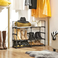 Scarpiera Valora in metallo nero a 6 ripiani in stile loft | moderna | metallo resistente