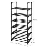 Scarpiera Valora in metallo nero a 6 ripiani in stile loft | moderna | metallo resistente