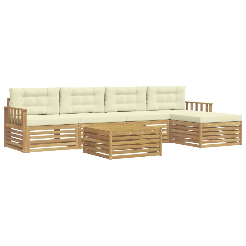Set di divani da esterno 7 pcs Bianco e Crema Poliestere