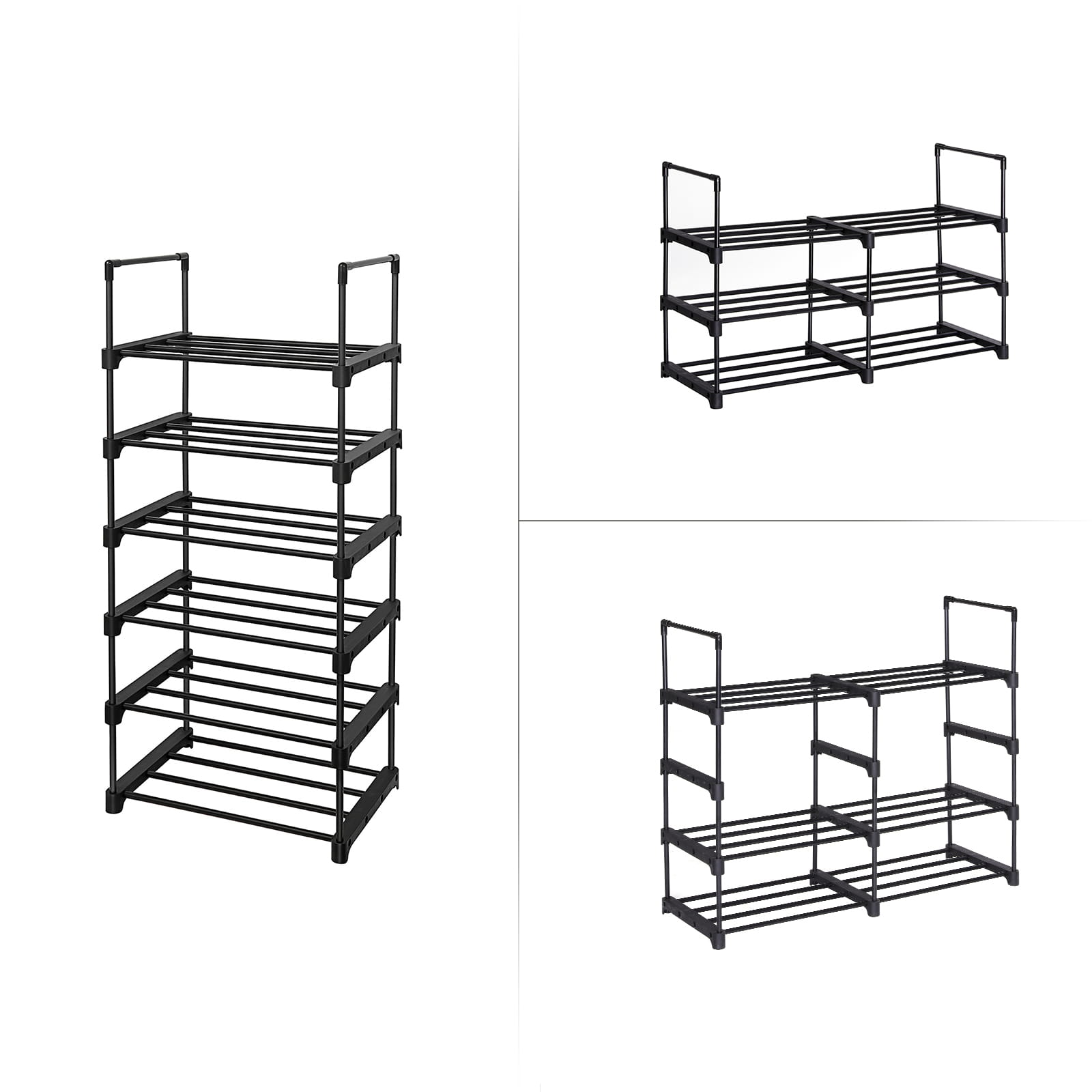 Scarpiera Valora in metallo nero a 6 ripiani in stile loft | moderna | metallo resistente