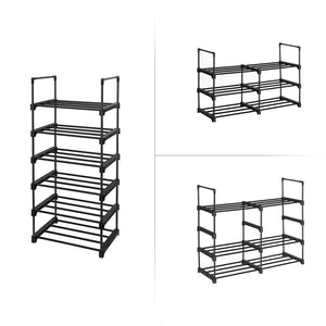 Scarpiera Valora in metallo nero a 6 ripiani in stile loft | moderna | metallo resistente