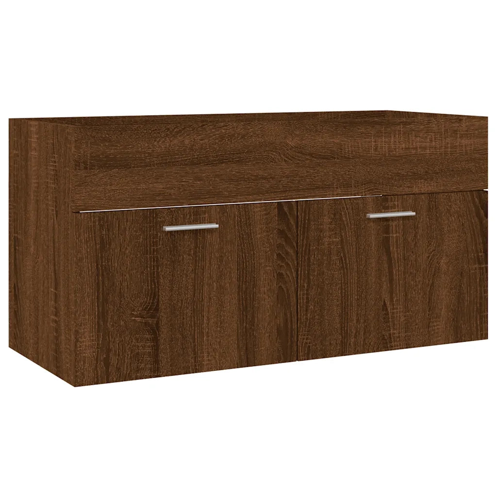 Set Mobili da Bagno | Armadio da bagno 2 pz Rovere Marrone in Legno Multistrato