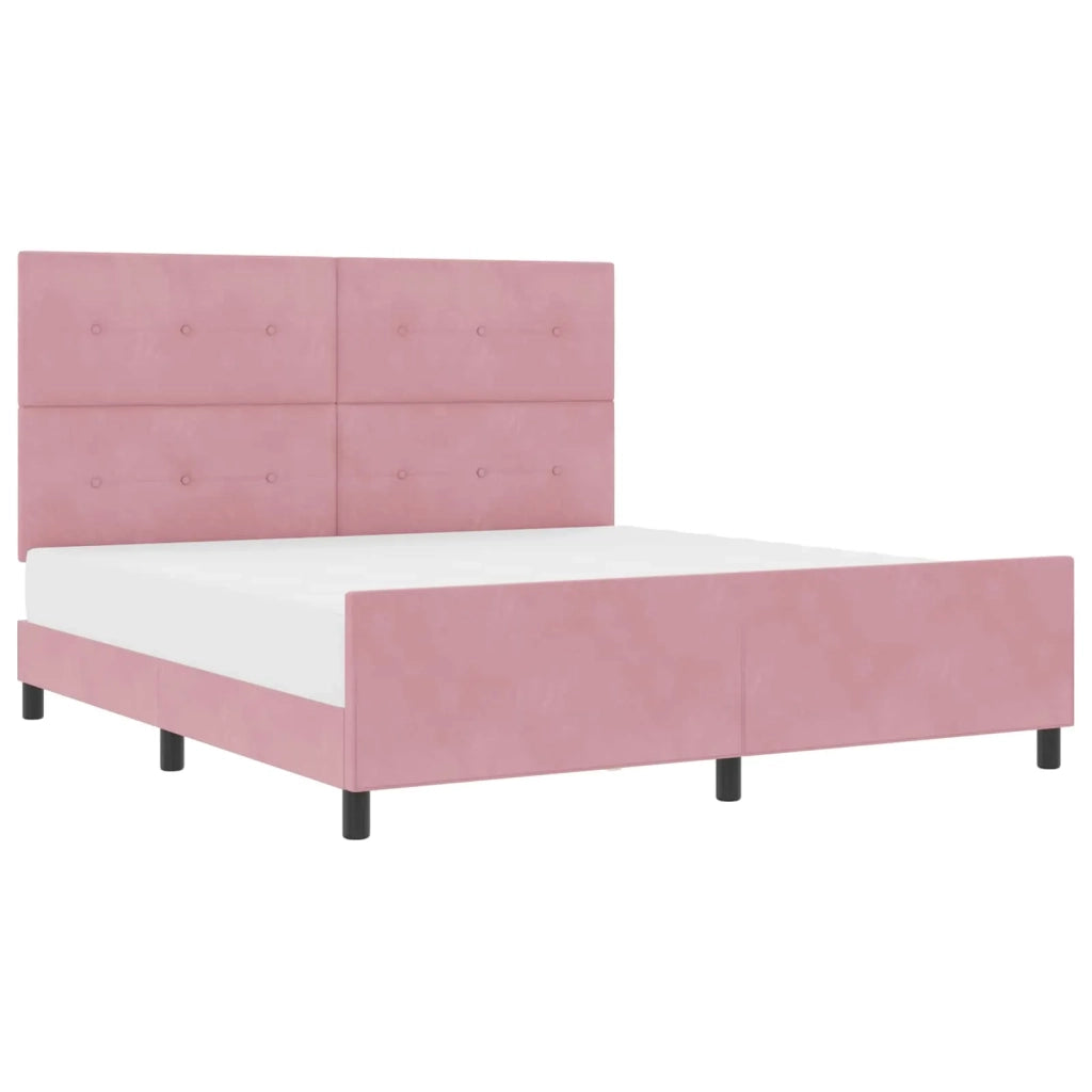 Letto a molle con testiera Rosa 180 x 200 cm Velluto