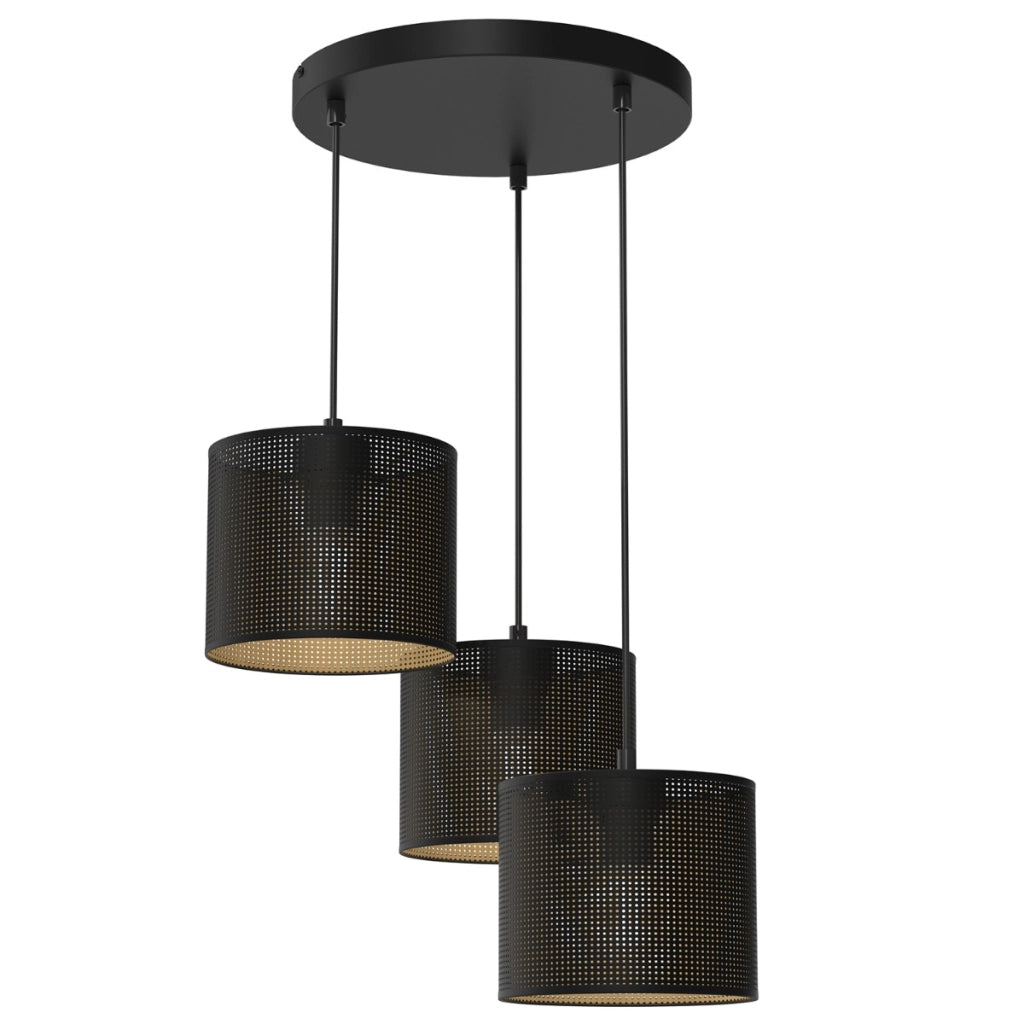 Lampada a sospensione Luminex Loft Shade 3 luci nero/oro