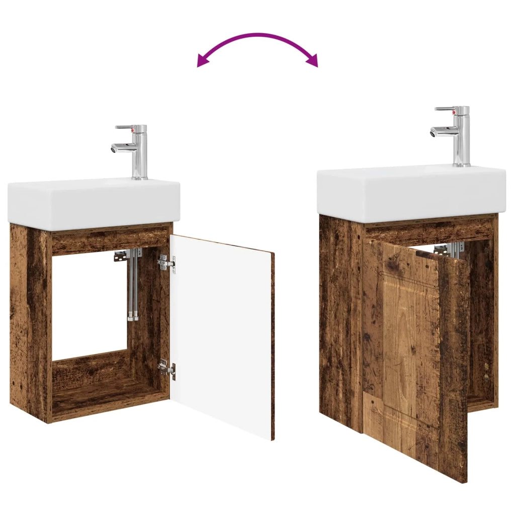 Mobile bagno con rubinetto Legno antico 45,5 x 22,5 x 84 cm