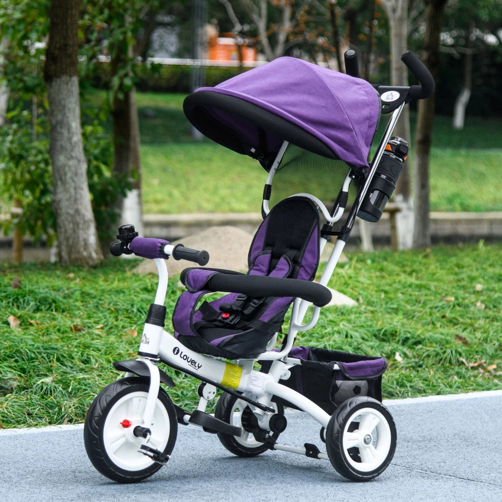 Triciclo per Bambini con Seggiolino e Cinturone di Sicurezza ¨C Zephmum ¨C Viola