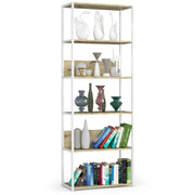 Scaffale stilo loft con ripiani in legno 70 cm Bianca 70 cm inserto frontale Quercia Artisan 70x32x192 cm