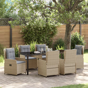 Set da Pranzo per Giardino  7 Pezzi Beige Polyrattan