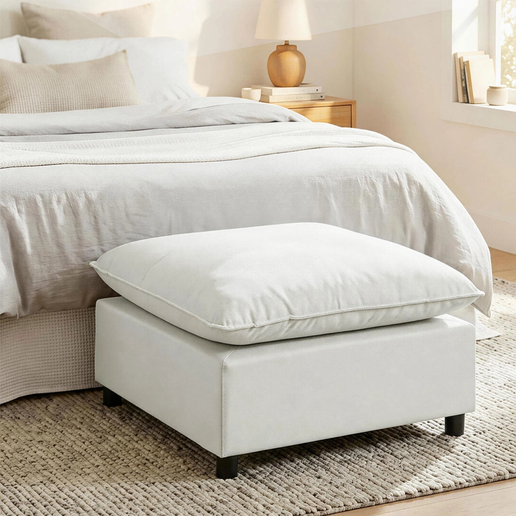 Puff salotto quadrato con piedi plastica ¨C zephmum ¨C 75x75x40 cm grigio