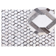 Tappeto tappetino Grigio Pelle 140 x 200 cm Patchwork Pelle Bovina Geometrico Rettangolare Moderno