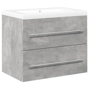 Set Mobili da Bagno | Armadio da bagno 2 pz Grigio Cemento in Legno Multistrato