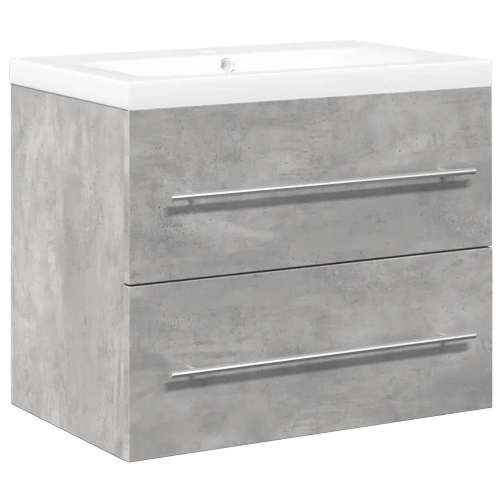 Set Mobili da Bagno | Armadio da bagno 2 pz Grigio Cemento in Legno Multistrato
