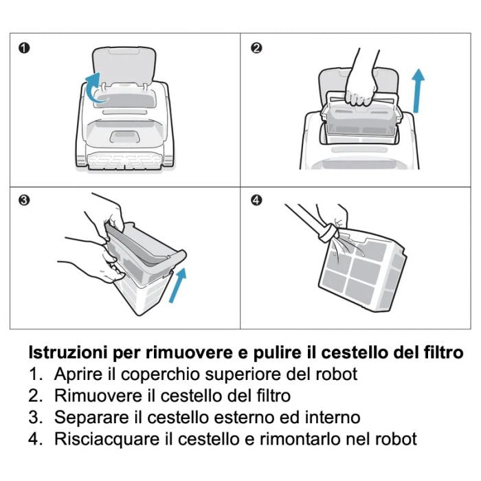 Cestello filtrante rigido DUAL 250/150 micron per robot piscina Beatbot AquaSense Pro