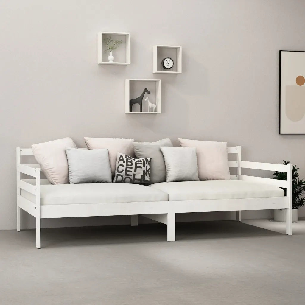 Divano Letto con Materasso 90x200 cm Bianco in Legno di Pino cod mxl 63687