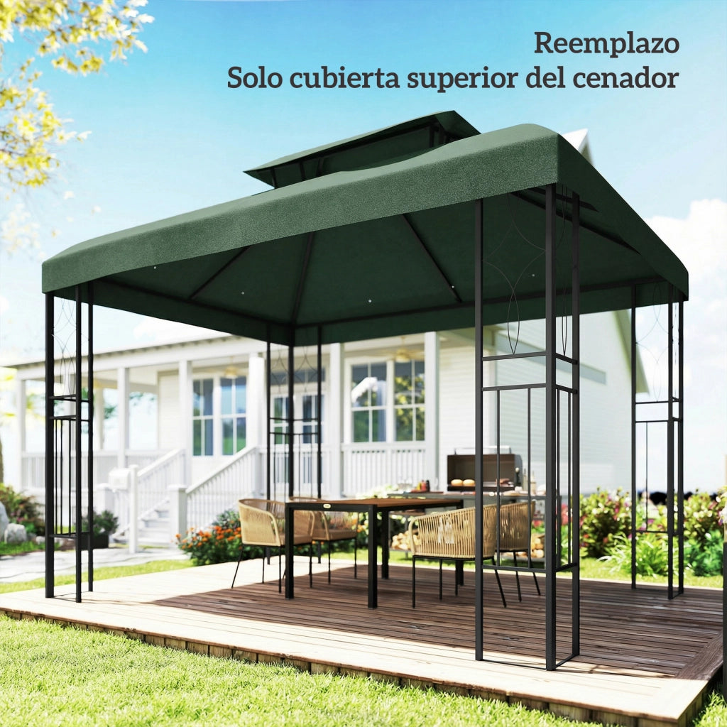 Toldo per Esterno 4x3 m ¨C zephmum ¨C Verde, Protezione UV, Doppio Tetto