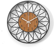 Orologio da parete in legno e metallo di 30 cm, silenzioso, senza tic (batterie non incluse).